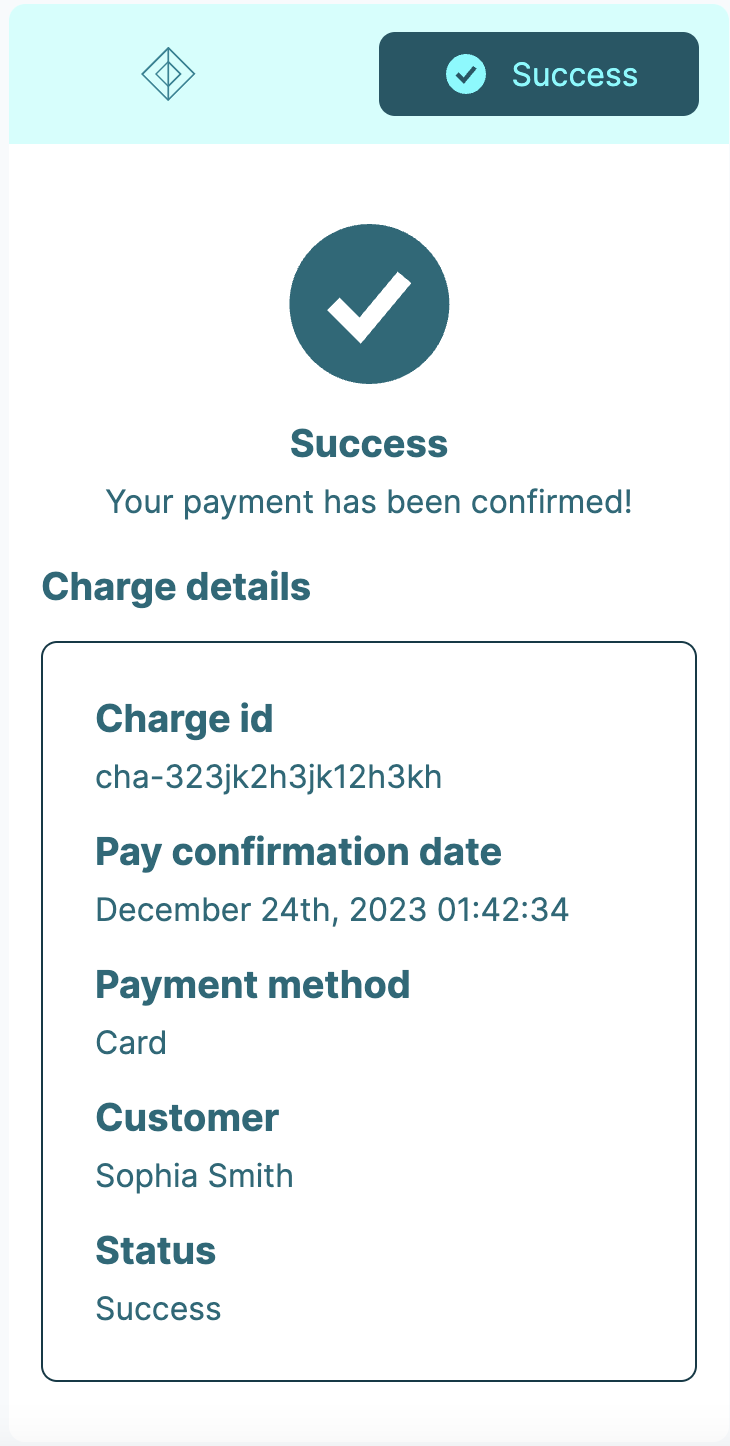 Charge - Payment confirmation light Charge - Payment confirmation light